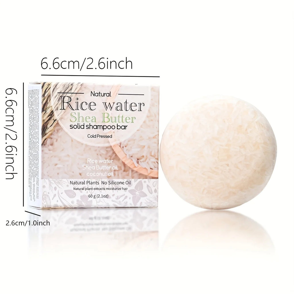 Rice Puree Essence Shea Butter Solid Shampoo Bar Deep Cleaning Double Qme