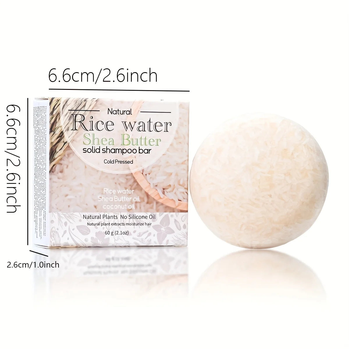 Rice Puree Essence Shea Butter Solid Shampoo Bar Deep Cleaning Double Qme