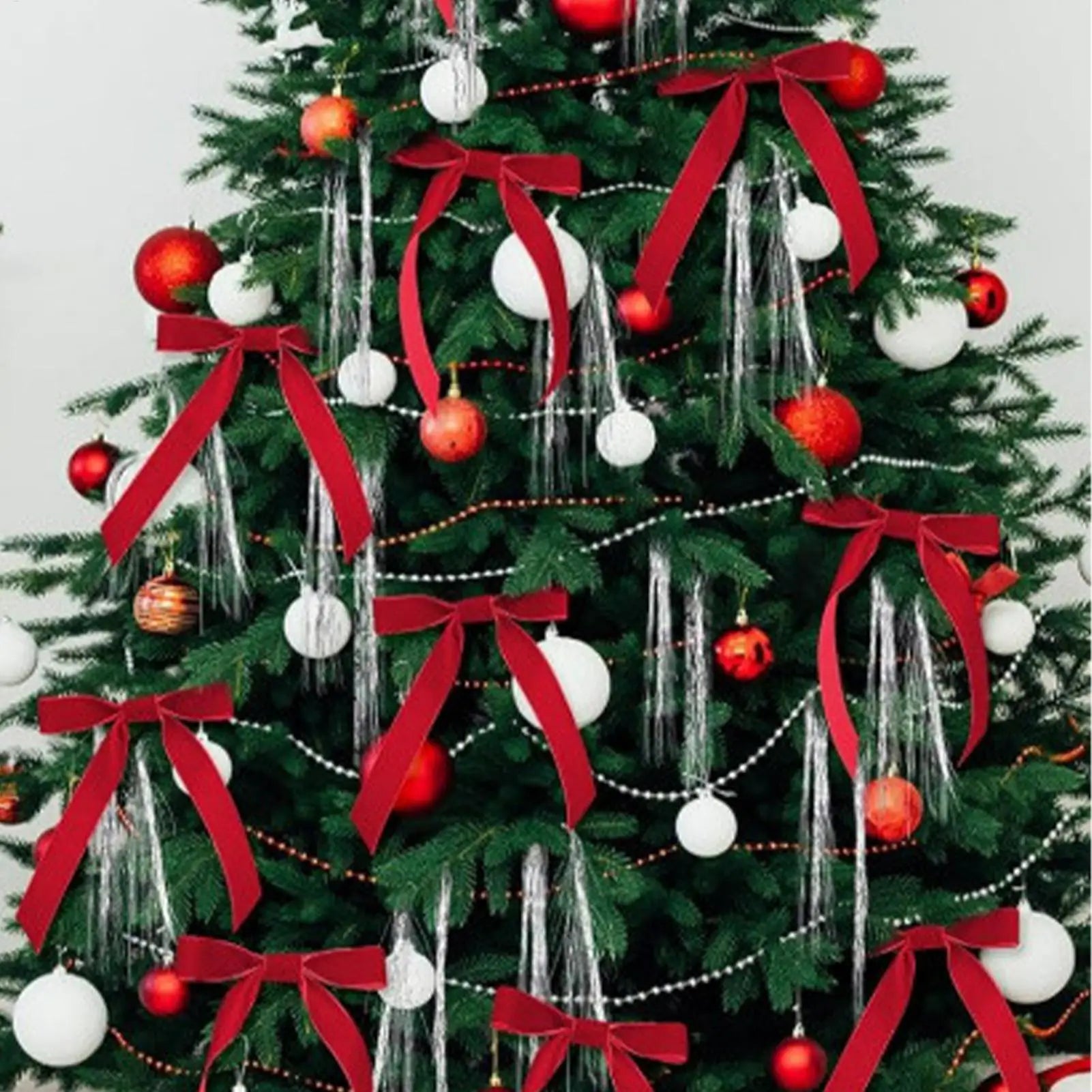 Velvet Red Bows 12X Christmas Velvet Bows Portable Velvet Christmas Tree Bows for Tree Front Door Fireplace Stairs and Garland Qme