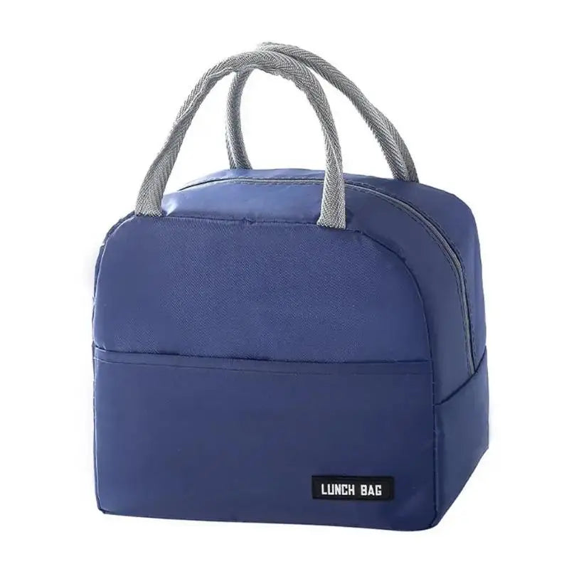 Portable Lunch Box Bag Solid Thickened Thermal Insulation Suitable Qme Navy blue