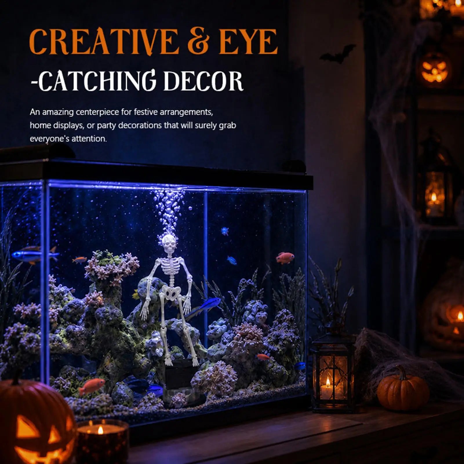 Skeleton Bubbler Aquarium Funny 3D Printed Halloween 7x4 Inch Dancing Qme