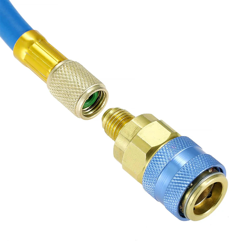 R134A Low High Auto Car Quick Coupler Connector Brass Adapters Car Air Conditioning Refrigerant Adjustable AC Manifold Gauge Qme