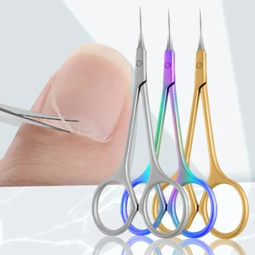 Stainless Steel Cuticle Scissors Dead Skin Remover Nails Art Clippers Qme