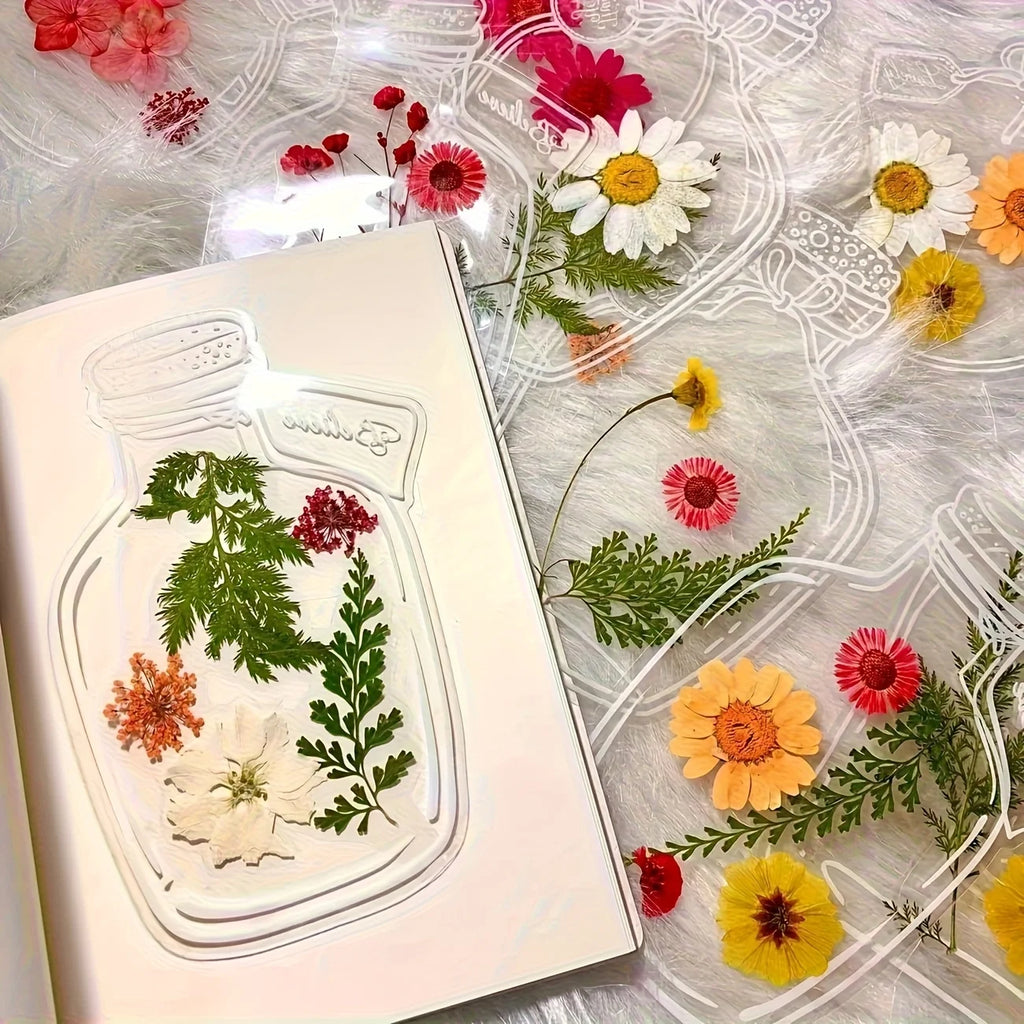 100 Transparent Petal-Shaped Bookmarks, Elegantly Designed with Handcrafted Petals, Perfect for Book Lovers Qme