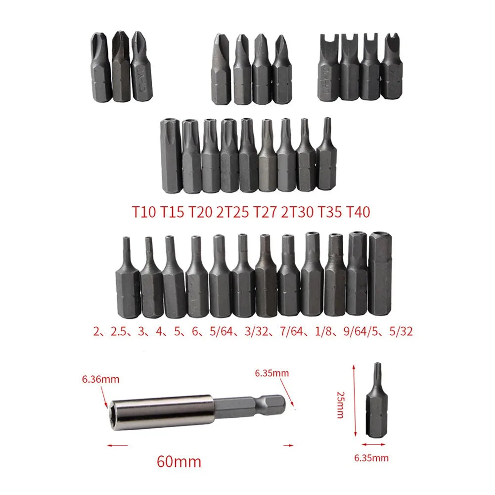 33 Pcs Magnetic Extension Bit Holder Screwdriver Bits Set Quick Release Bit Holder For Electric Screwdriver Bit Accessories 4.8 Qme
