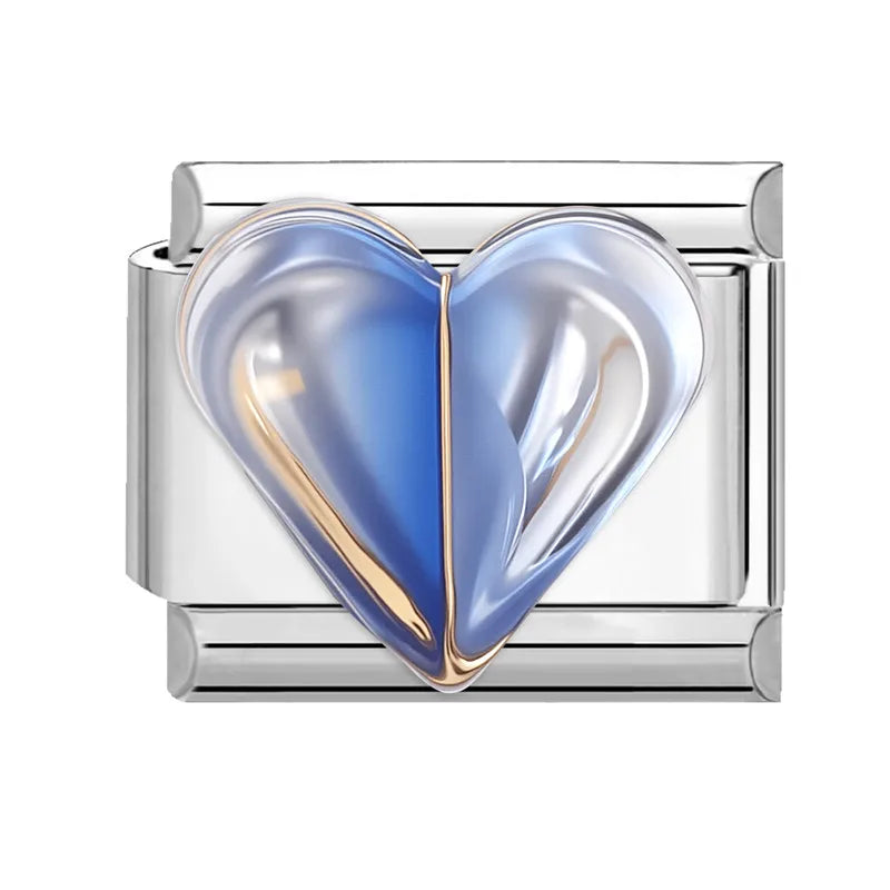 Fashion Colorful Y2K Heart Blue Purple Butterfly Italian Link Fit 9mm Stainless Steel Jewelry Making Charms Bracelets DIY Gifts Qme Style 35.