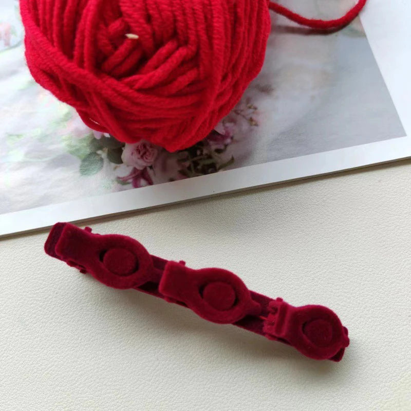 High-quality Solid Braided Hair Clip Fragrant Forehead Flock Accessory Qme A1 winered
