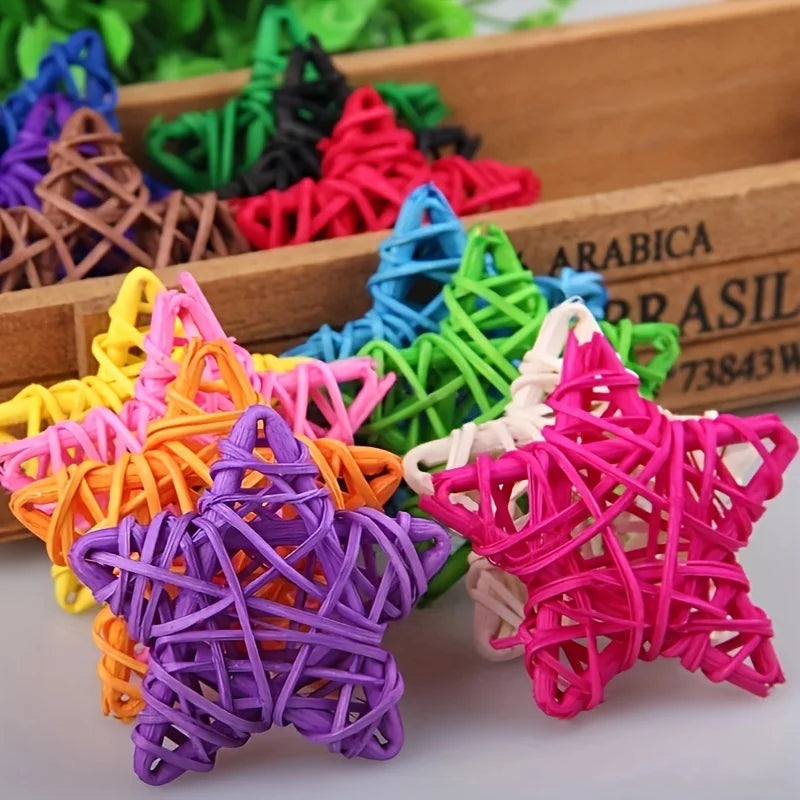 Star shaped rattan ball decoration, star shaped vase filled with star shaped willow balls for home decoration, wedding table Qme