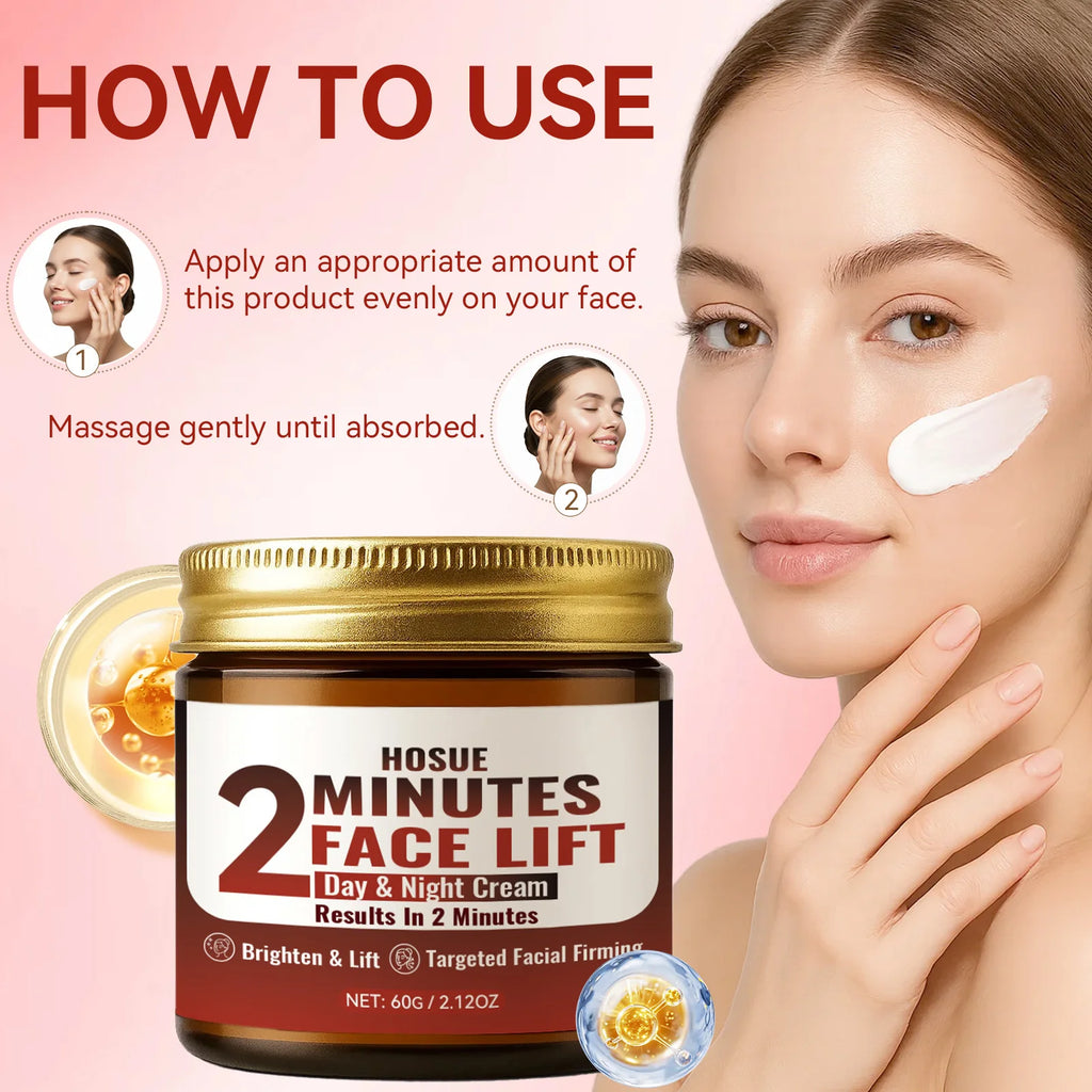 2 Minutes Facial Lift Day & Night Cream with Retinol Hyaluronic Acid Collagen Anti-Aging Lifting Tightening Firming Face Cream Qme