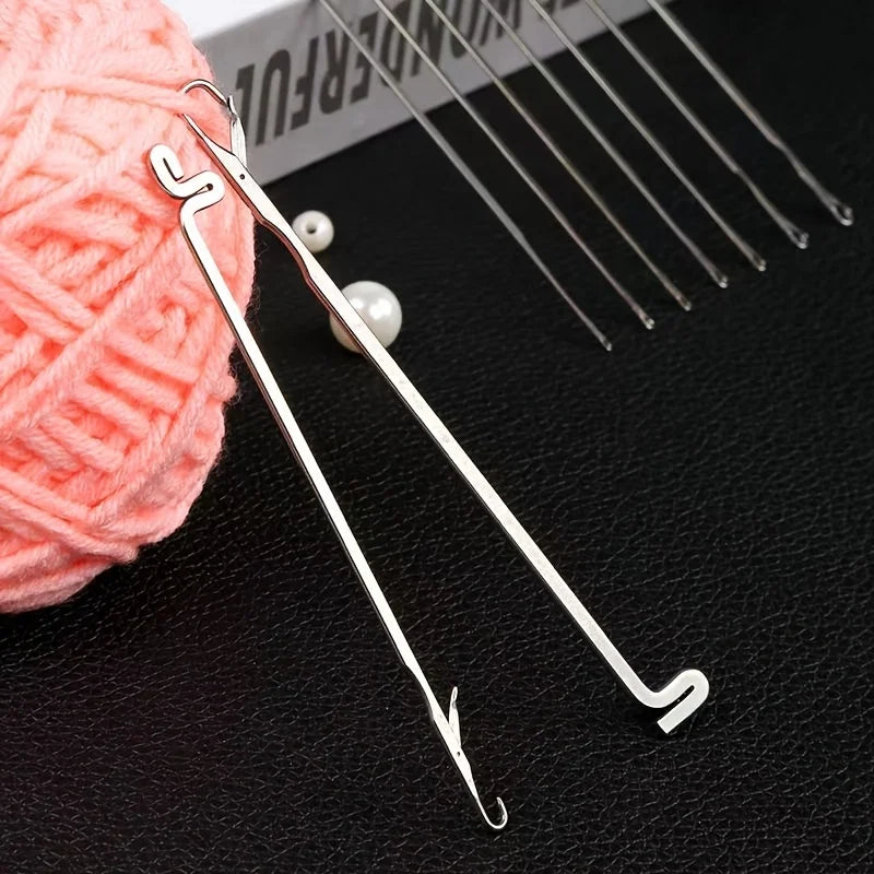 Sweater Repair Hook Needles Stainless Steel Knitting Mending Needle Tool for Wool Knit Clothes Socks Hole Fix Qme