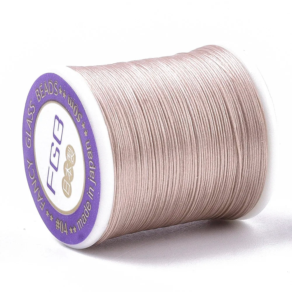 PandaHall 50m/Roll Multi-Color Nylon 66 Beading Thread, 0.1mm High Strength Stretch Resistant for Seed Bead Jewelry Making Qme Dark Salmon