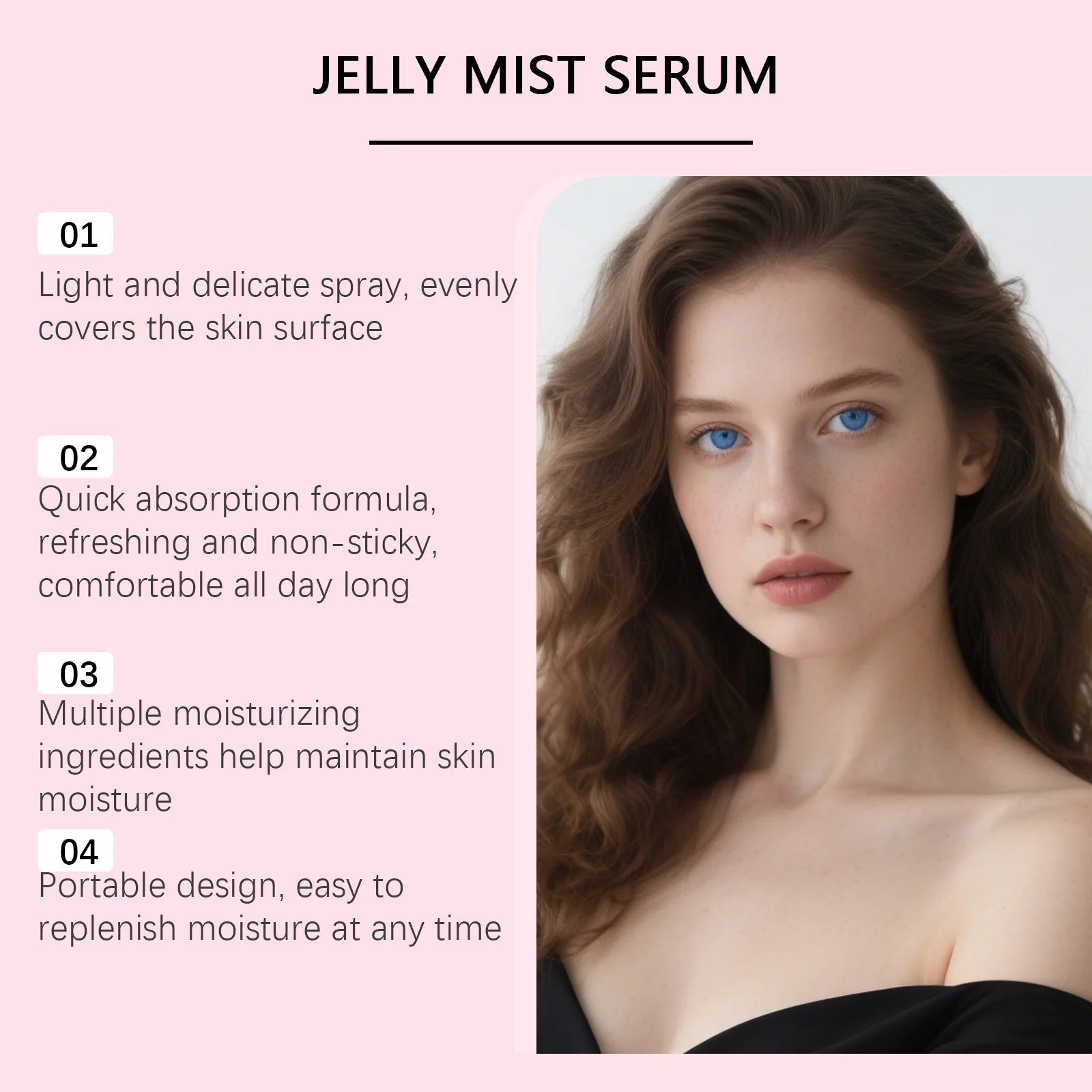 Jelly Mist Serum Collagen Brightening Essence Spray Facial Moisturizing Soothing Delicate Skin Improve Drying Skin Care Qme