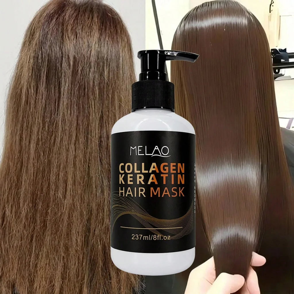MELAO Collagen & Keratin Hair Mask - Intensive Repair for Damaged & Brittle Hair to Reduce Breakage, Restore Brilliant Shine Qme