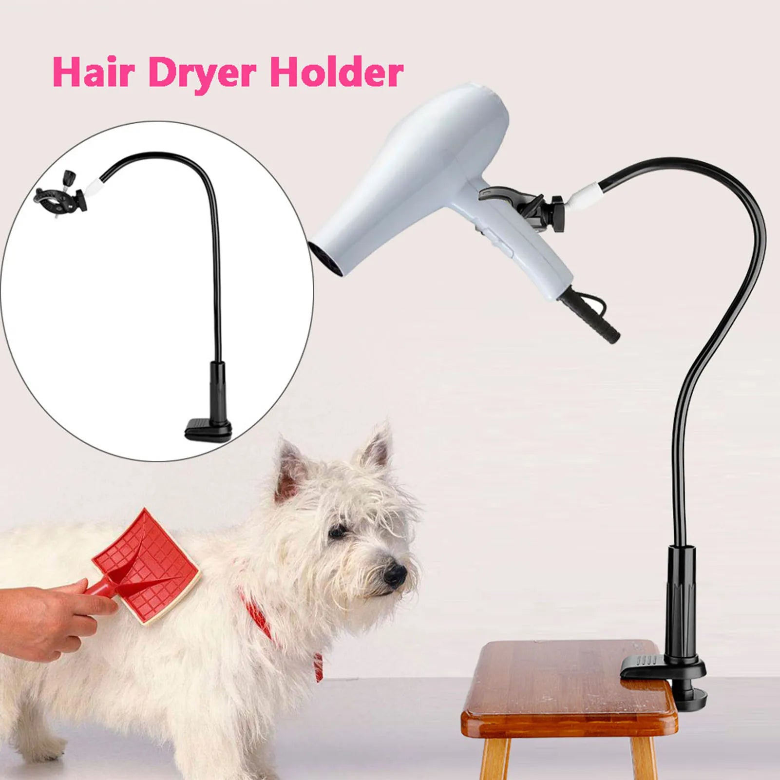 Pet Hair Dryer Stand Fixed Bracket, Dog Cat Grooming Dryer Support Frame Hands-Free Drying Holder for Pet Grooming Home Care Qme
