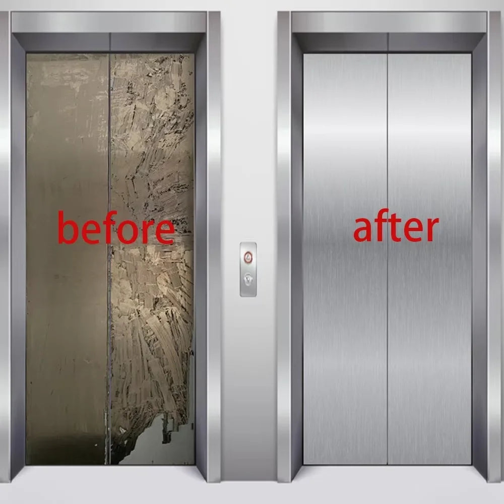 Premium Brushed Silver Stainless Steel PVC Vinyl Waterproof & Oil-Proof Removable Wallpaper Film for Kitchen & Elevator Decor Qme