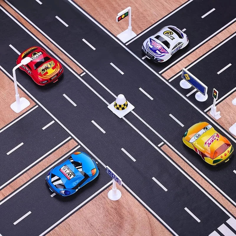 Reusable Cartoon Road Track Stickers Black Road Tape for Party Racing Decor Pre-Pasted Glitter Finish Auto-Themed Qme