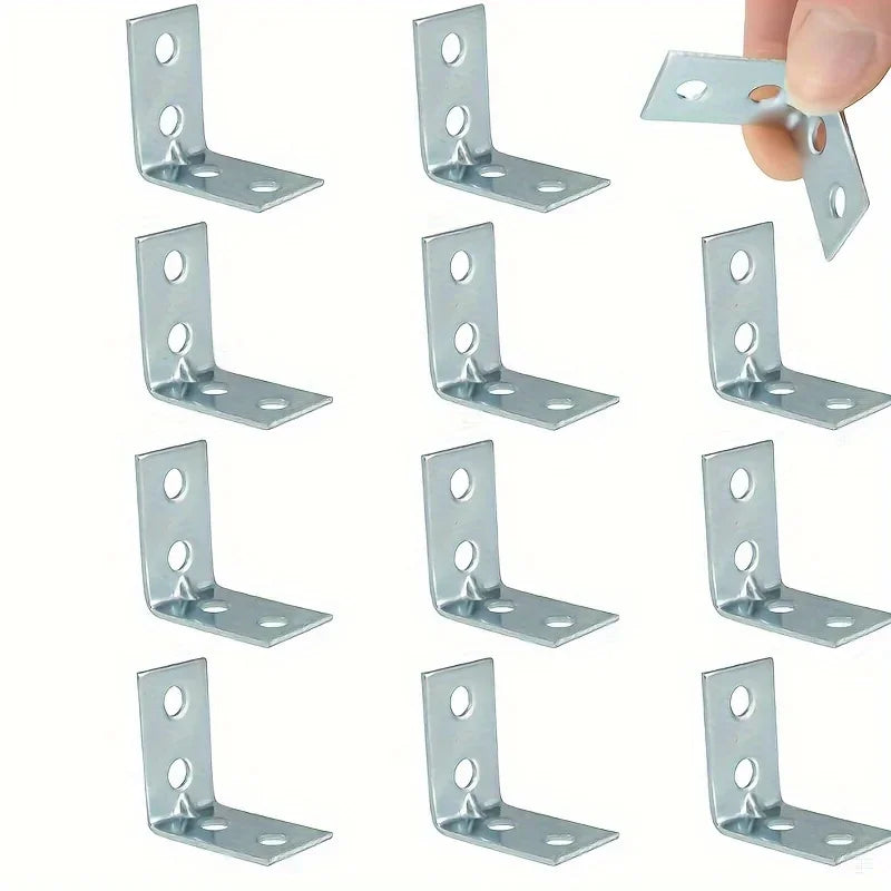 12Pack L-Shaped Steel Corner Braces - Metal Right Angle Corner Brackets for Drawer Shelf Wall Bracket Fixing, Furniture Hardware Qme