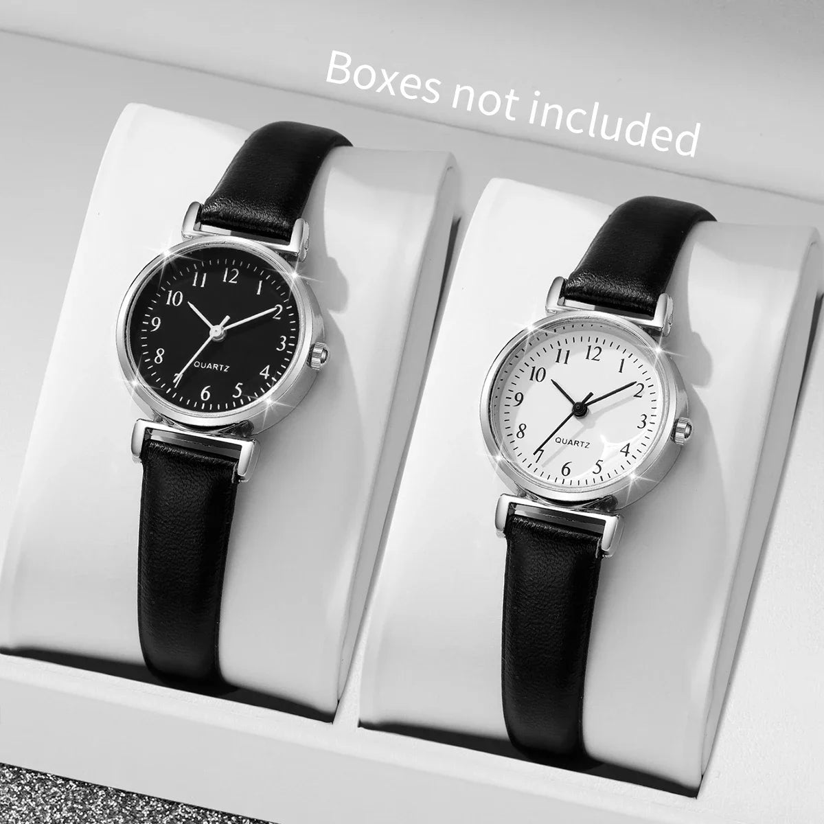 2 pçs/set moda pequeno mostrador feminino relógios de quartzo simples pulseira de couro relógio para meninas reloj mujer Qme 2pcs