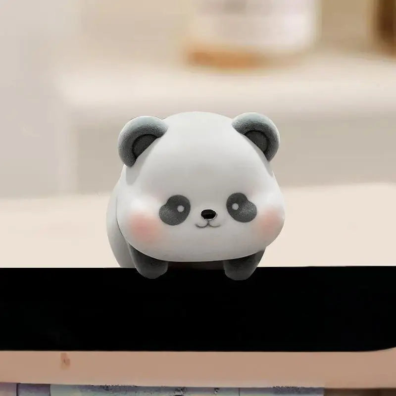 Doll Flocking Computer Monitor Decoration Panda Dog Desk Ornament Qme A2