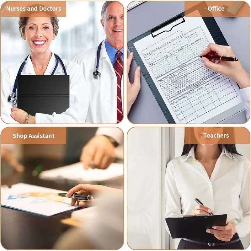 3-Layer Foldable Nursing Clipboard Pocket Pen Holder Elastic Band Qme