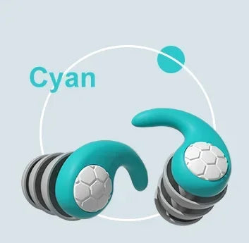 3 Layer Tapered Soft Silicone Ear Plugs for Sleep, Noise Reduction, Sound Insulation and Ear Protection, 2Pcs Qme Cyan