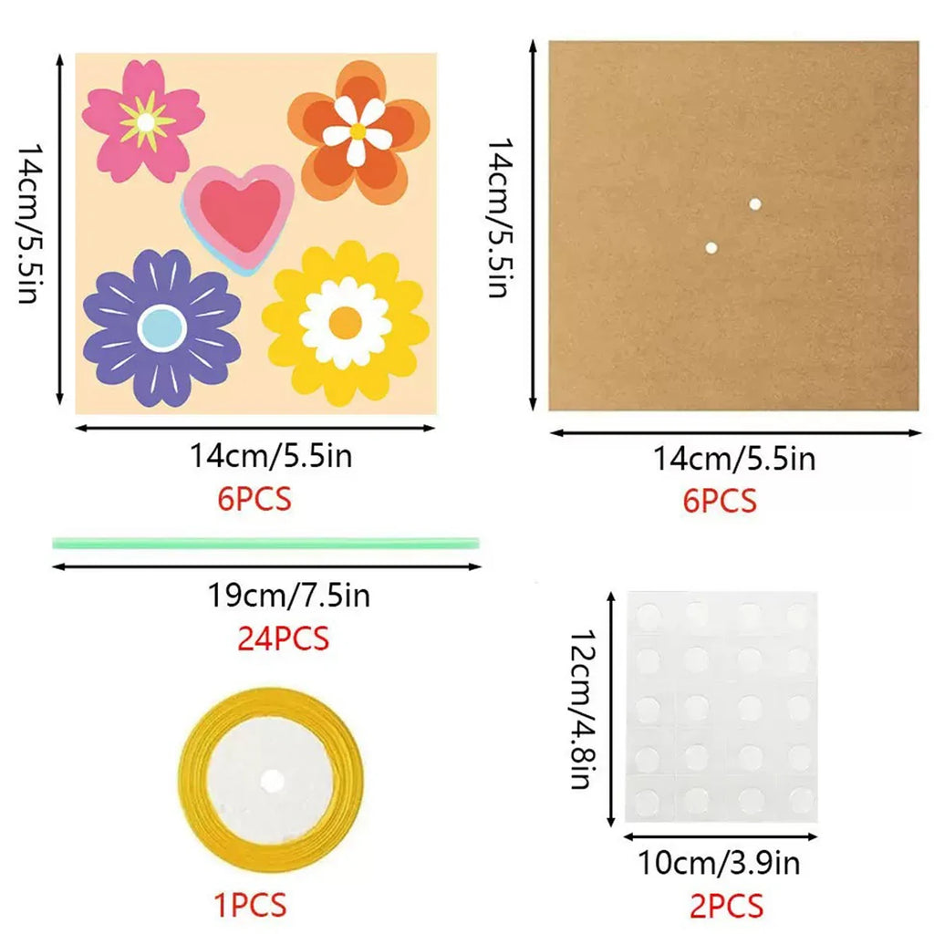 6-Piece DIY Greeting Card Bouquet Set, Featuring Various Bouquet Designs, Suitable for Mother's Day, Weddings, Birthday Celebrations, Thank You Cards, and Sunflower Greeting Card Gifts. Qme 6Pcs