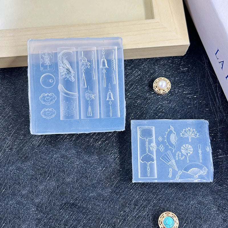 Nail Art Mold 3D Chinese-style Silicone Exquisite Dragon Copper Coins Qme
