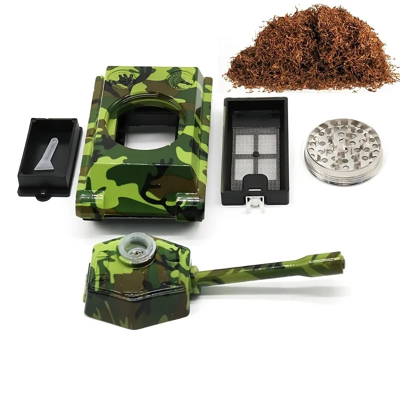 Creative Tank Tobacco Grinder with Pipe Tobacco Shredder Metal Grinder Herb Grinde rPortable Easy-Clean Smoking Pipe Accessories Qme