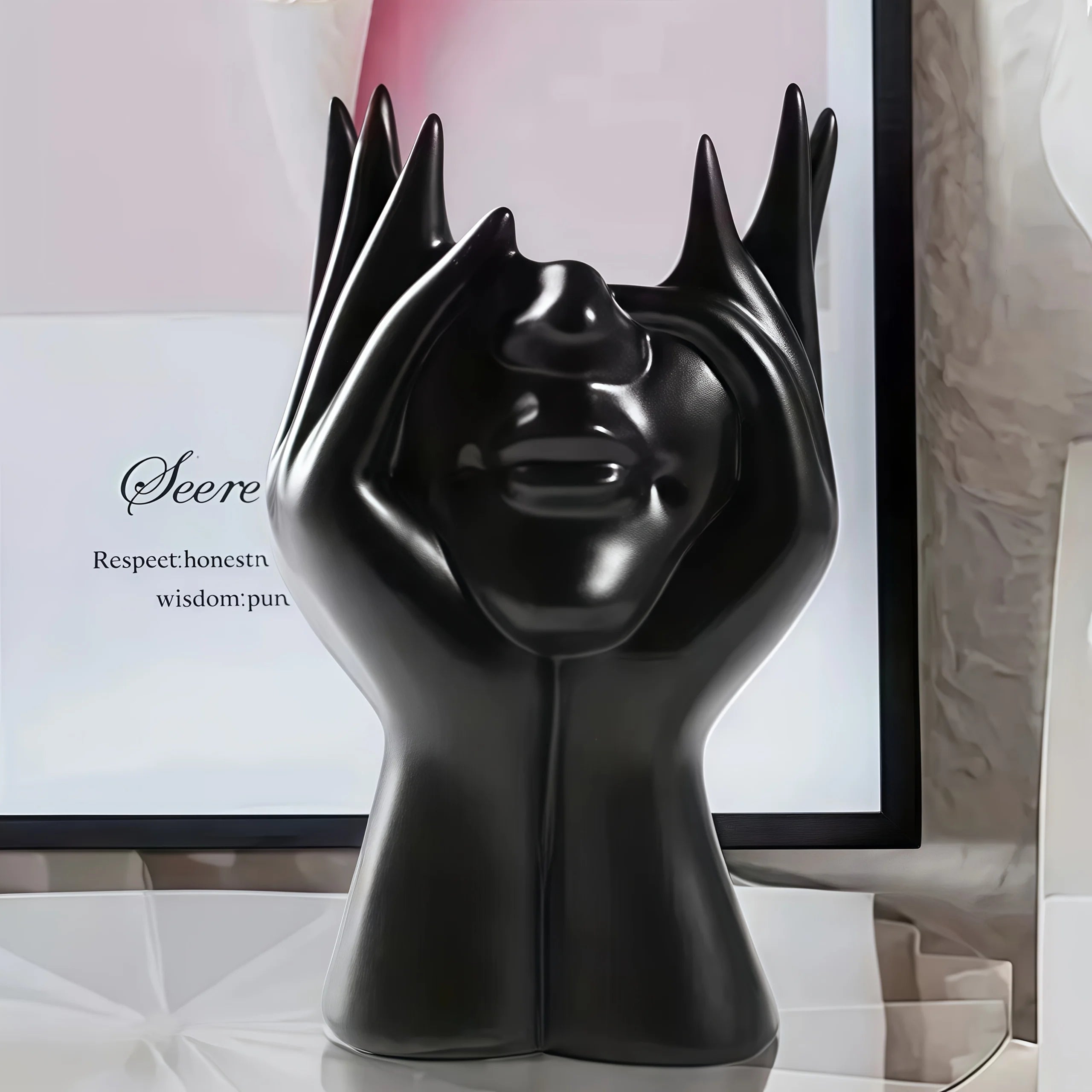 1 Multifunctional Desktop Organizer Aesthetic Art Sculpture Design Qme black