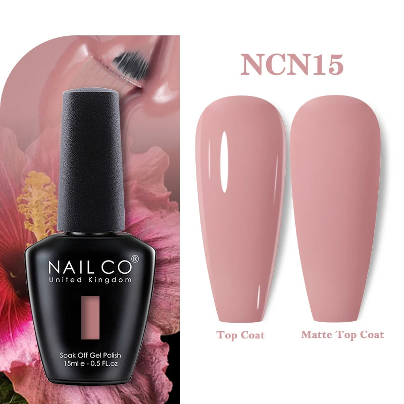 NAILCO Rubber Base Gel Polish Milky Pink Jelly White Beige 6Colors