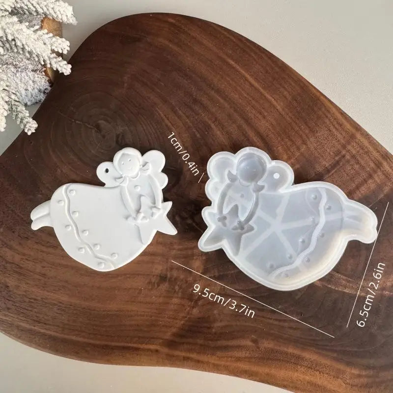 1Pcs Christmas Tree Hanging Ornament Plaster Concrete Resin Mould DIY Angel Love Girl Silicone Mold Girl Craft Supplies Qme A3