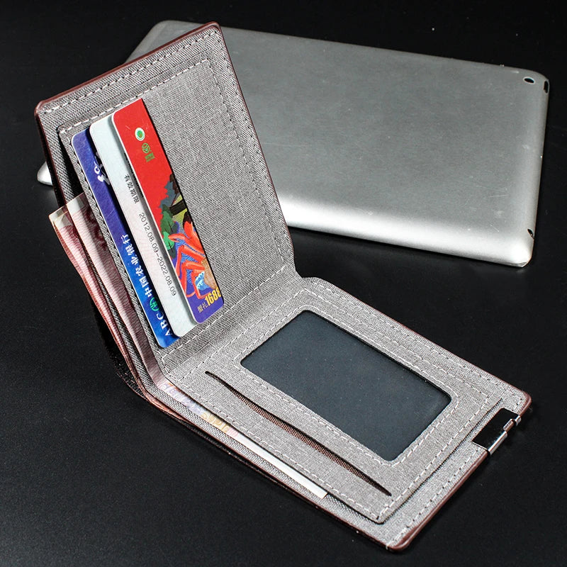 Denim Leather Storage Wallet Men Multi-functional Money Clip Simplified Coin Purse Large-capacity Multi-layer Storage Bags Qme