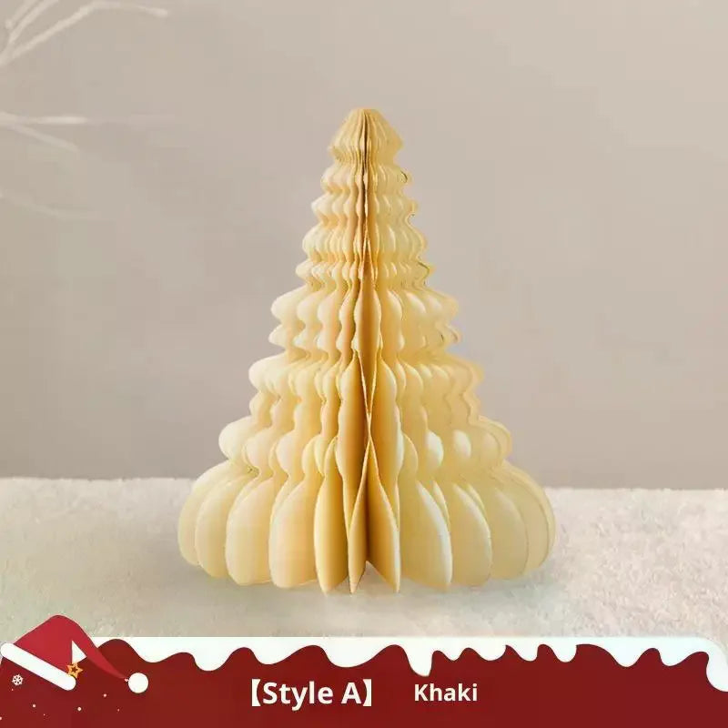 Christmas Tree Ornament 3D Honeycomb Ball Folding Paper Xmas Tree Desktop Hanging Xmas Decor Qme