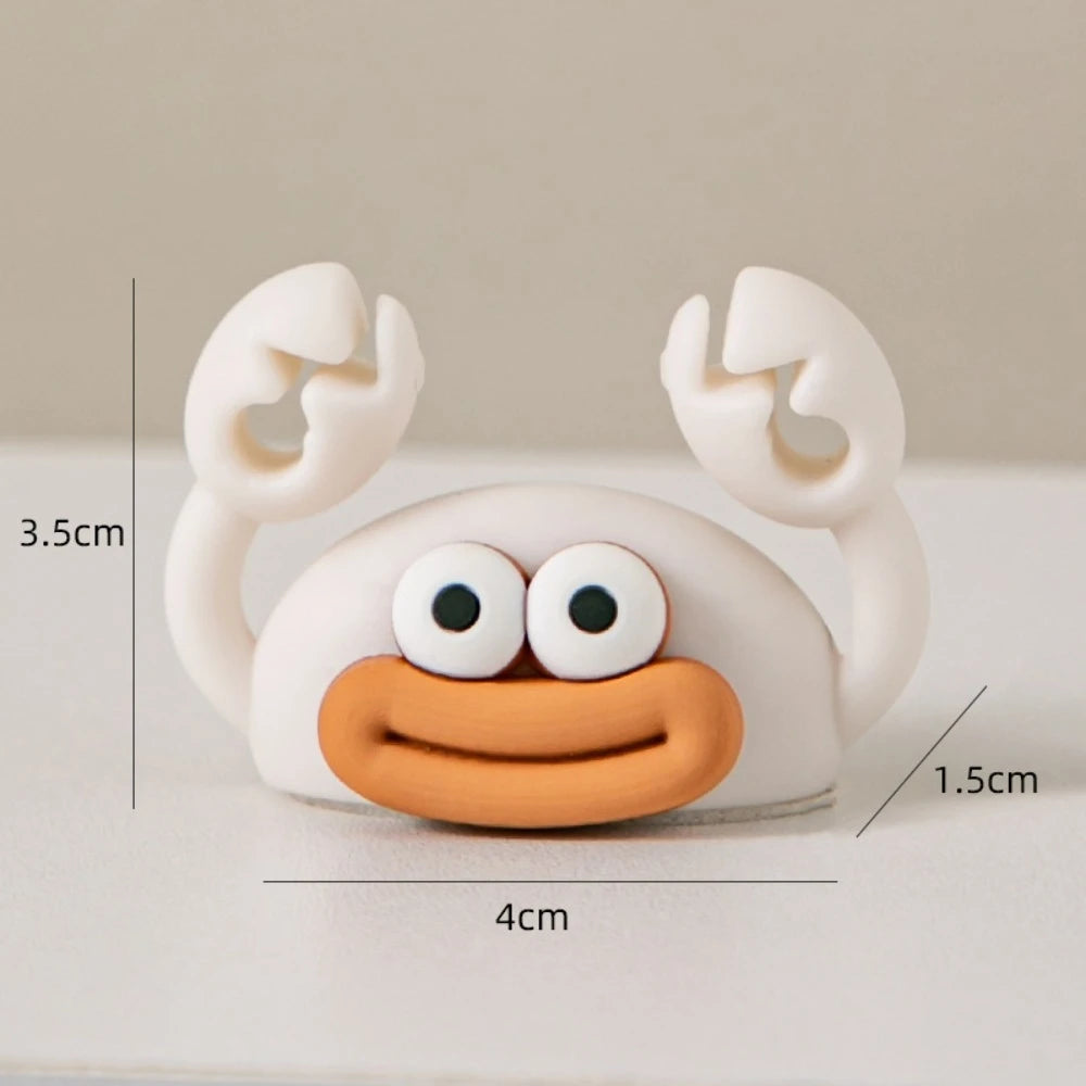 Cartoon Crab Cable Holder Self-Adhesive Fixing USB Cable Management ClipHome Office Desk Decoration Silicone Cable Organizer Qme
