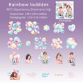 20 Sheets/Bag Character Colorful Bubble PET Sticker Pack, Fit for Scrapbooking DIY Frame, Collage Supplies, Scrapbook Qme 1