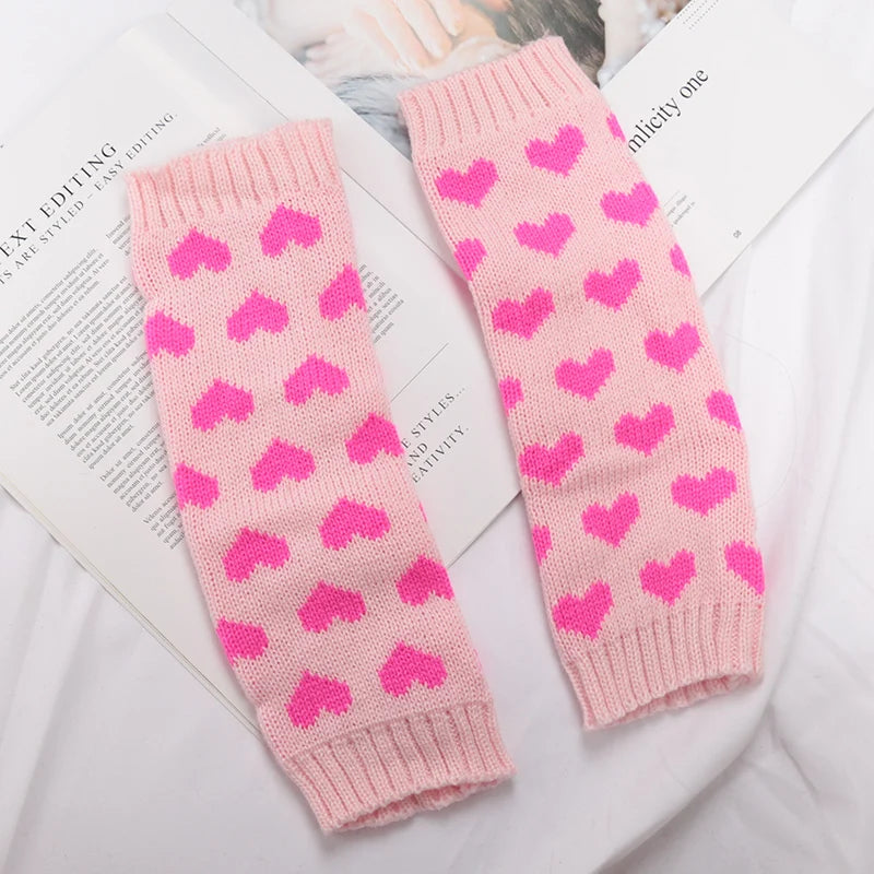 Sweet Girls Lolita Leg Warmers Women Long Socks Knitted Foot Cover Arm Warmer Autumn Winter Crochet Heap Socks Gothic Boot Cuffs Qme Pink One Size