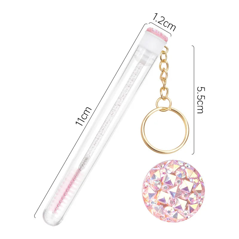Reusable Eyelash Brush Tubes Gold Keychain Sparkling Lash Mascara Qme 5PCS-Pink CN