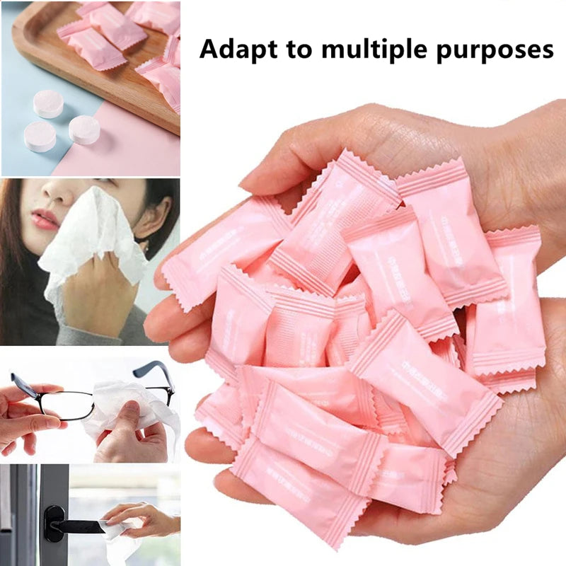 20/50PCS Mini Compressed Towel Disposable Capsules Towels Magic Face Care Tablet Outdoor Travel Cloth Wipes Paper Tissue Qme