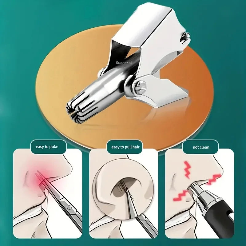 Nose Hair Trimmer Manual for Both Men And Women, Featuring a High-Quality Stainless Steel Design with a Small Round Head Qme