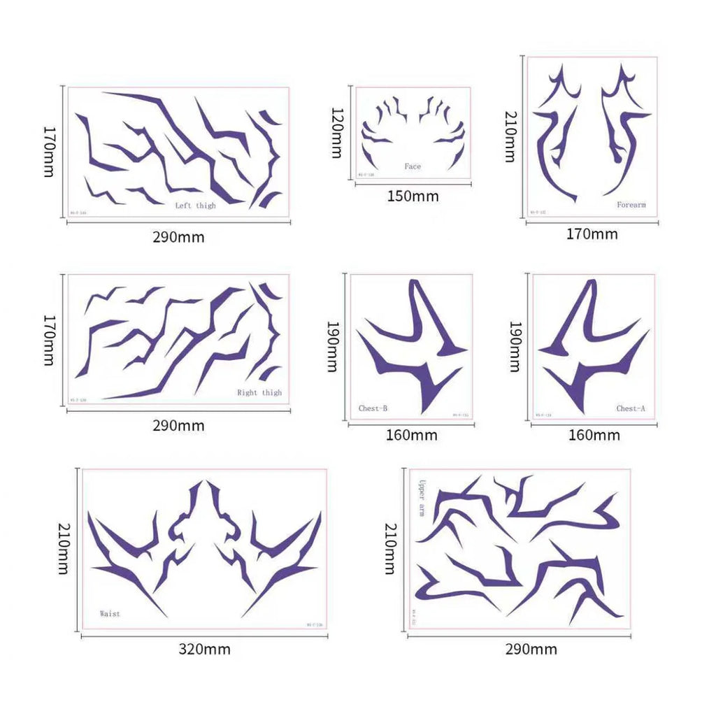 A 8PCS Demon Temporary Tattoo Set Patters Birthday Party Anime Stickers Boys Girl Haloween Cosplay Tattoos Qme 8pcs WS-F133-140
