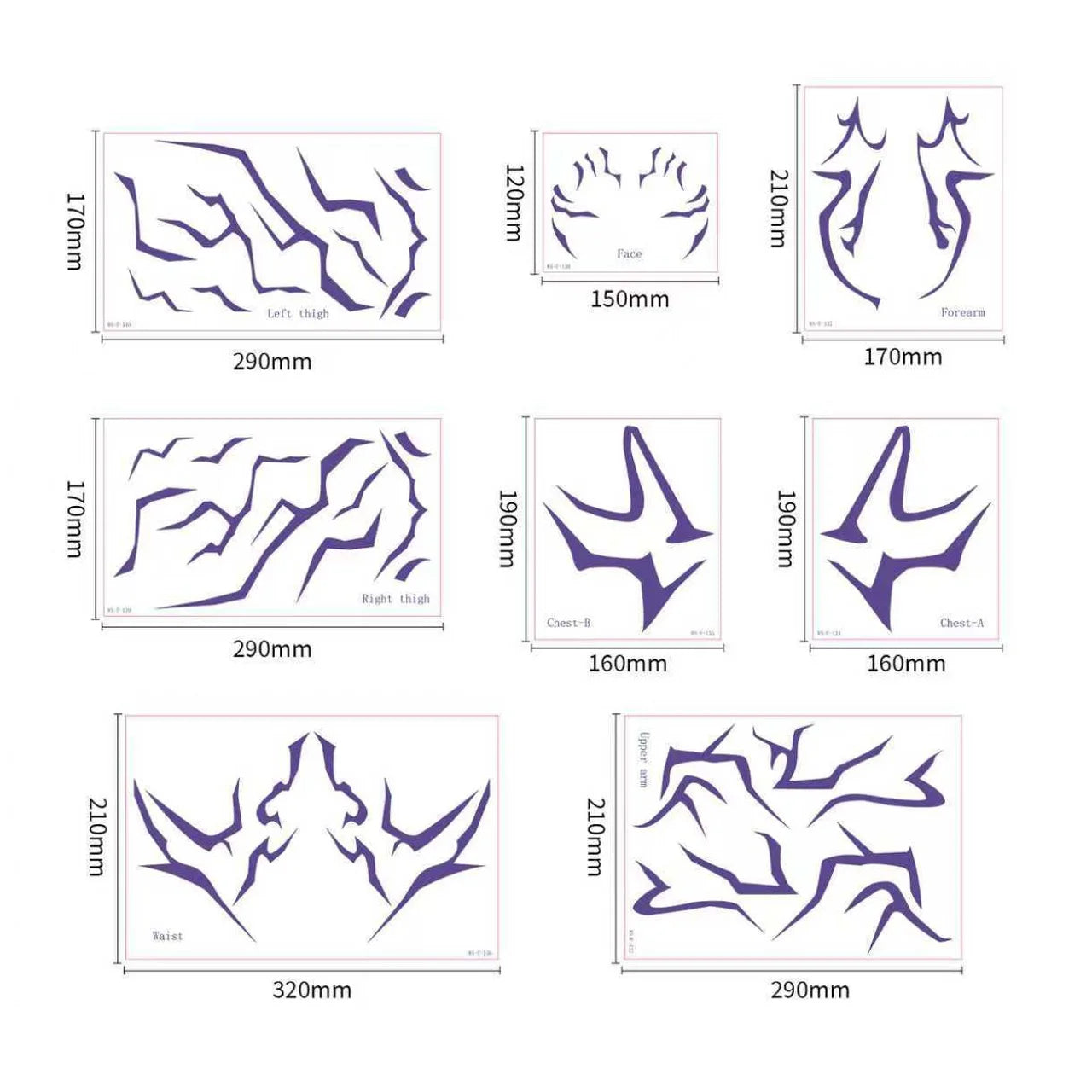 A 8PCS Demon Temporary Tattoo Set Patters Birthday Party Anime Stickers Boys Girl Haloween Cosplay Tattoos Qme 8pcs WS-F133-140