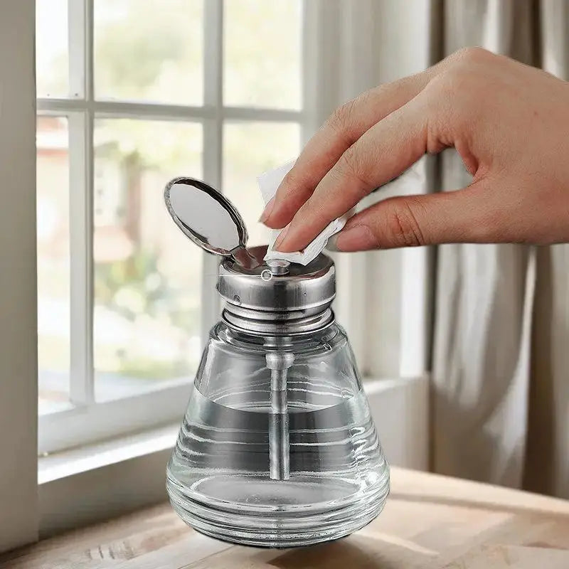 Refillable Glass Nail Storage Bottle Empty Pump Dispenser Polish Qme