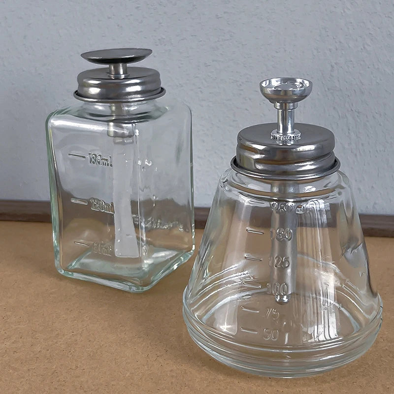 Clear Glass Pump Dispenser Nail Polish Alcohol Makeup Remover Push Qme