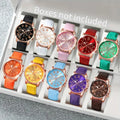 10pcs-Fashion Quartz Watch Set, Unisex (Multiple Colors), PU Leather Strap, Alloy Case, Ideal Gift for Friends and Family Qme 10pcs