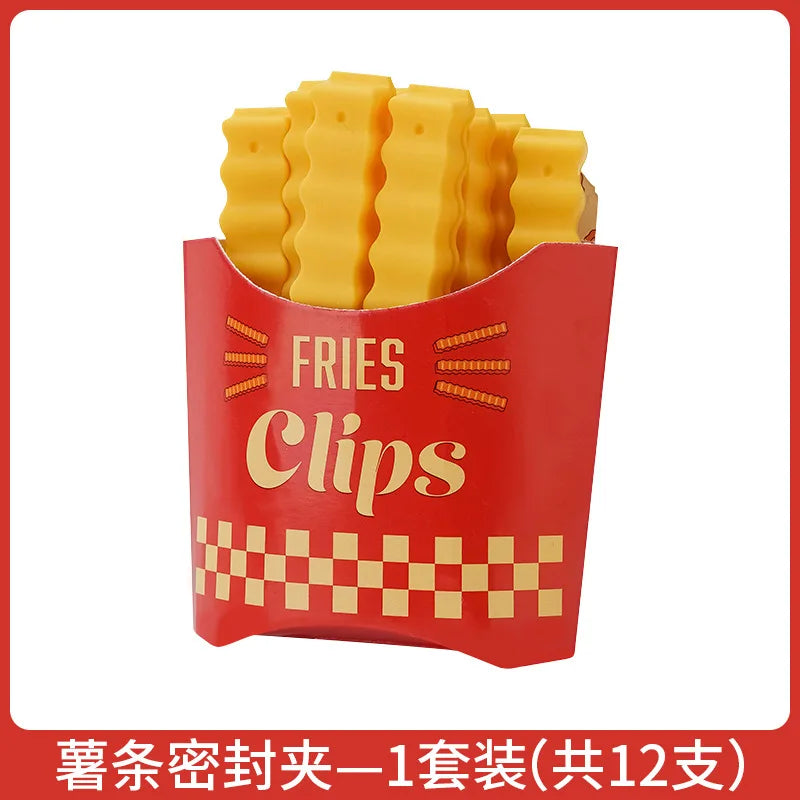 French Fries Sealing Clip Refrigerator Sticker Snack Food Bag Qme 12 pieces per set