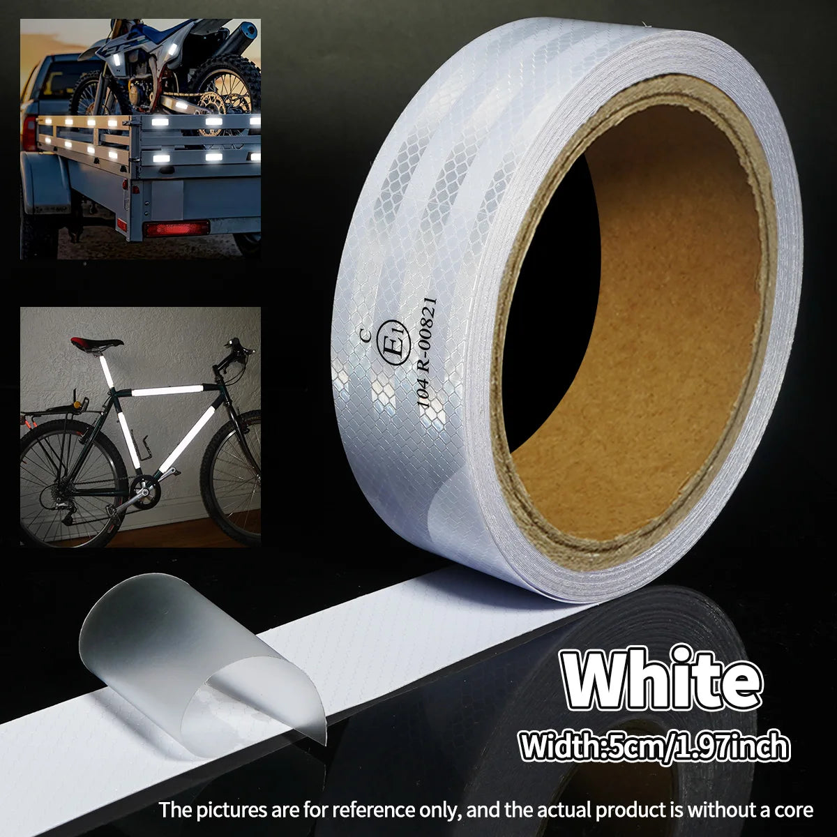 car Reflective Tapes 104R Waterproof Retro Reflective Conspicuity Self Adhesive Road Safety Warning Sticker Reflectors For Truck Qme White 10m 5cm