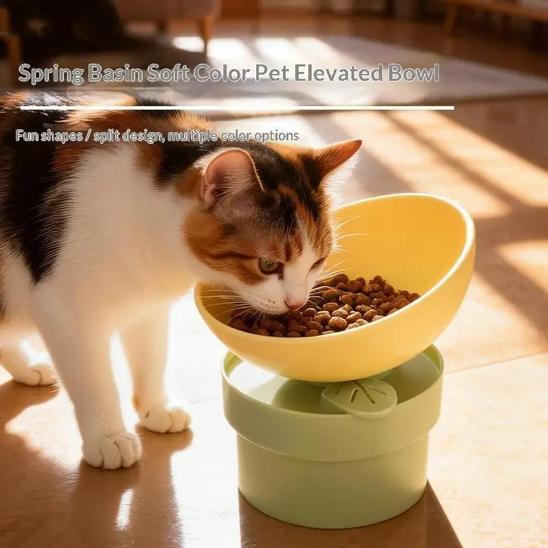 Food Container Feeder Dish Bowl Pet Supplies Cat Dog Flower Footed Qme