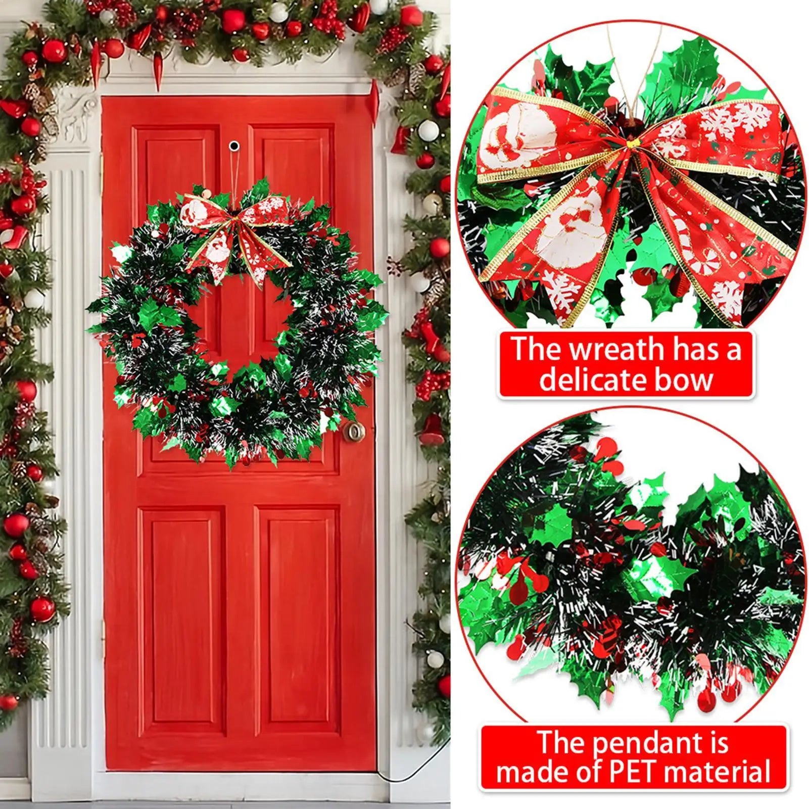 Christmas Wreath Bow Ornament Holiday Wreaths Winter Festival Year Qme