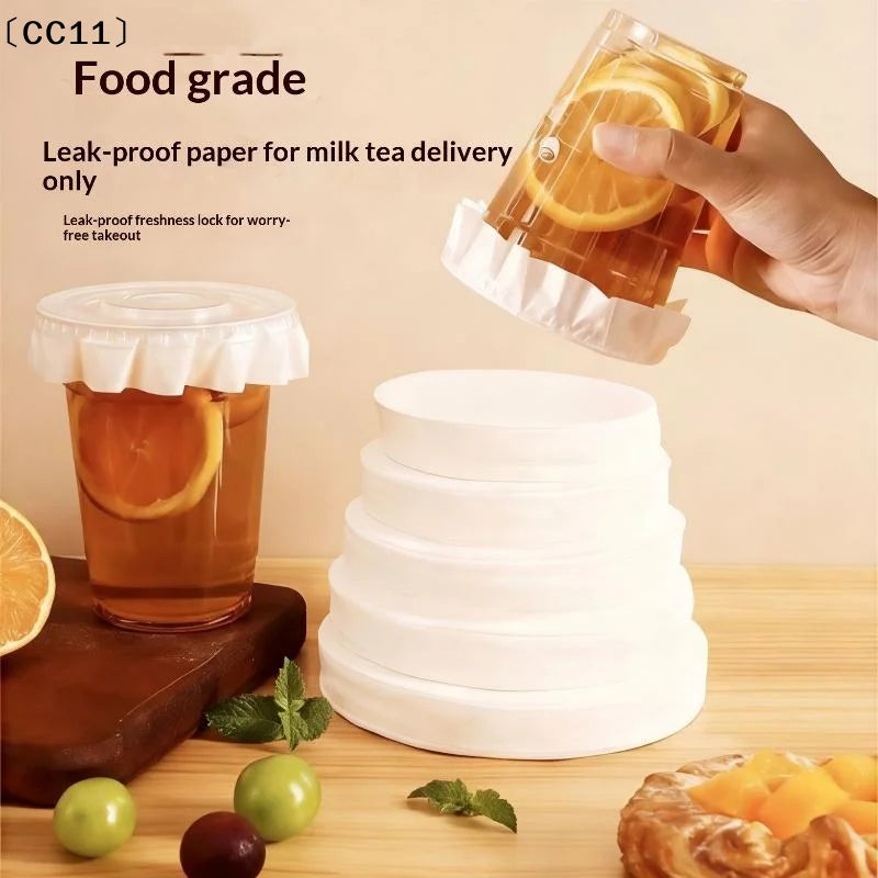 100 Disposable Leak Proof Paper Coffee Cup Cover Lid Films Anti Qme