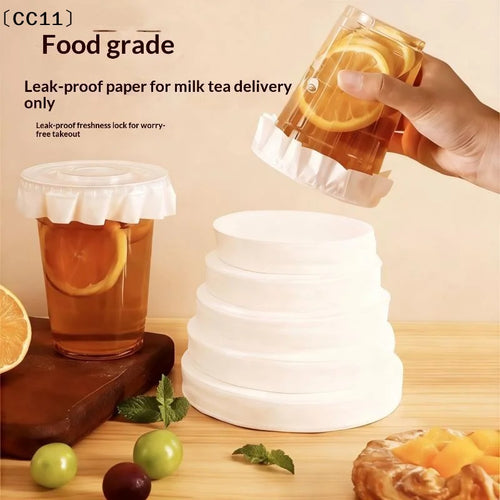 100 Disposable Leak Proof Paper Coffee Cup Cover Lid Films Anti Qme